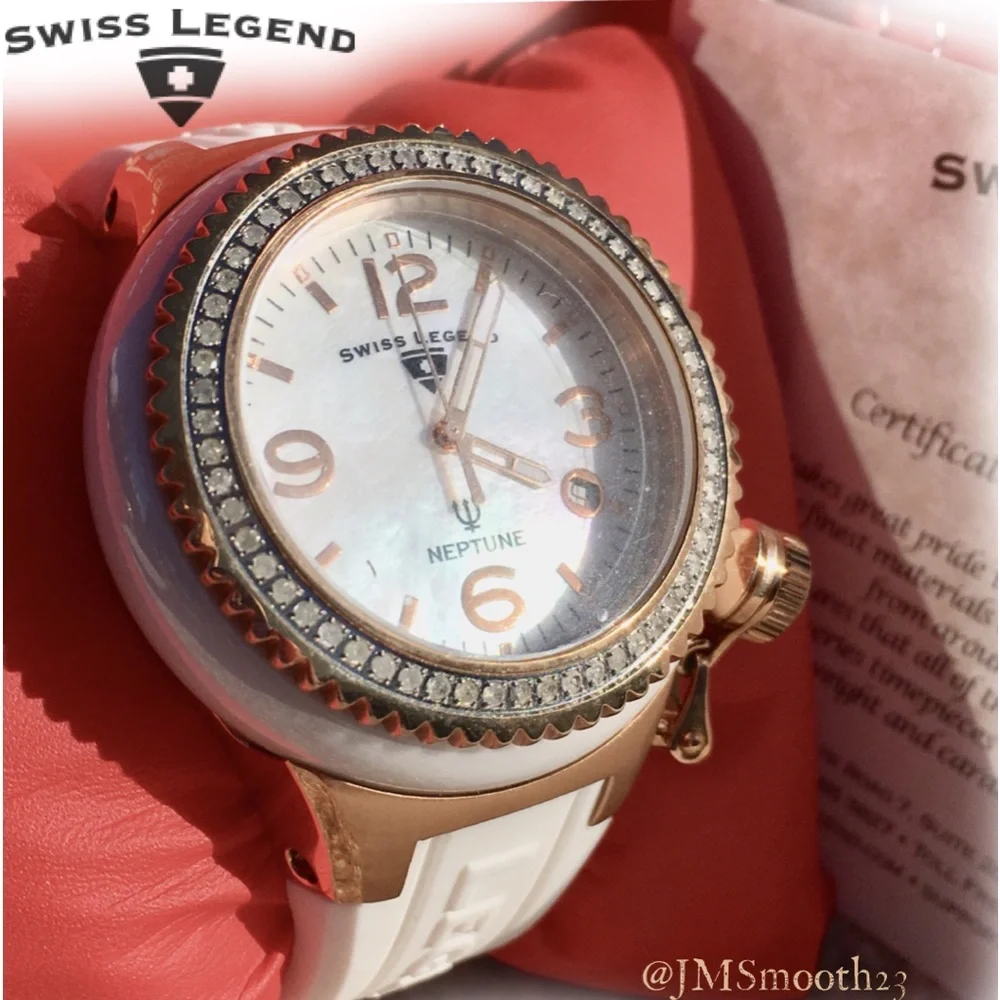 💎🆕Vintage Swiss Legend w/ 💎 60 Diamonds Mother of Pearl & Rosegold watch